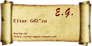 Elter Géza névjegykártya